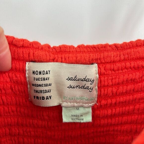 ANTHROPOLOGIE Saturday Sunday Red Orange Gauzy Isabel Tie Front Jumpsuit Medium - Picture 8 of 9
